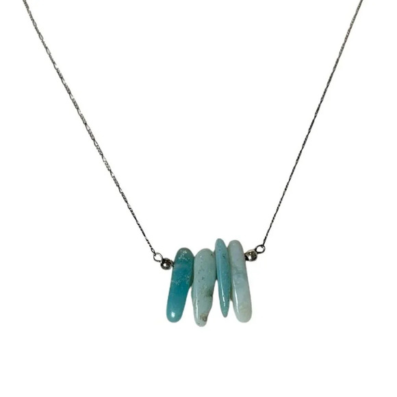 Jewelry - Boutique Purchased Blue Green Stone and Silver Tone Necklace